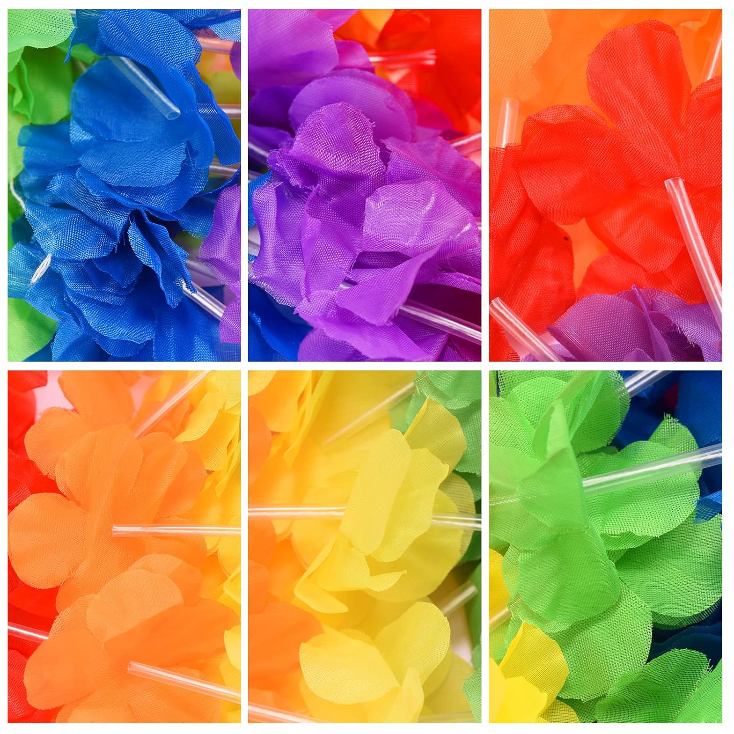 100 Pcs Hawaii Leis Colorful Flower Garland Hawaiian Luau Party Flowers Neck Loop, Rainbow Artificial Flowers Luau Leis Necklaces For Hula Leis Dance Lgbt Pride Party Favors (100, Rainbow)