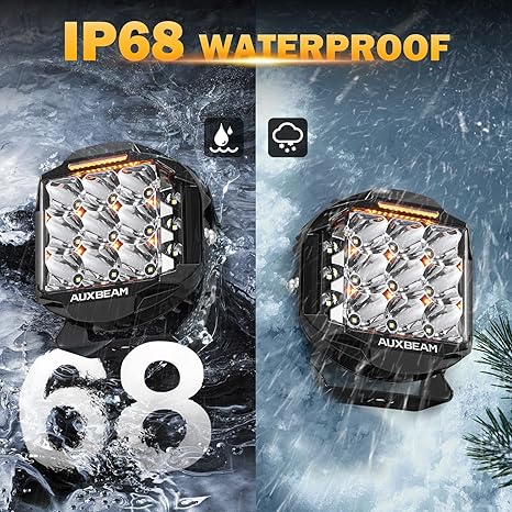 7 Inch 228W Round LED Offroad Light Pod V MAX Series Side Shooter Driving Light with Amber DRL for Truck ATV Jeep
