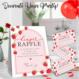 B10 Strawberry Arch Diaper Raffle Game Kit, 50 Tickets & Standing Sign, Decoration For Baby Shower, Gender Reveal, Baby Announcement, Party Favor & Decorations