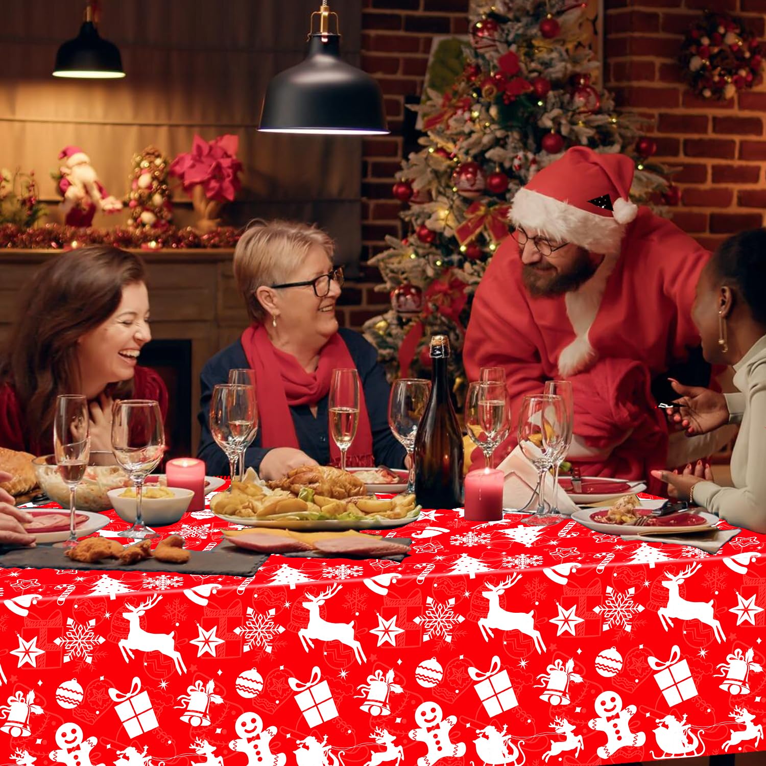 4 Pack Disposable Red Rectangle Table Cloths - 54X86' - Merry Christmas Party Decor For Xmas Holiday