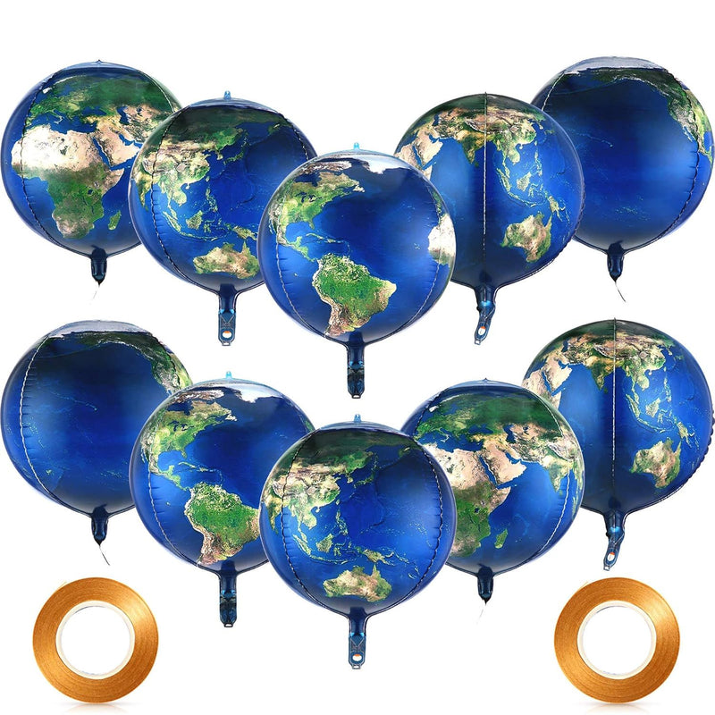 10 Pieces 22 Inch Earth Globe Balloons Sphere World Map Foil Balloons