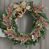 Red Berry Stems Floral Pine Cones Branches 10Pcs Christmas Artificial Evergreen Pine Branches Holiday Floral Picks Holly Stem Craft For Decoration Diy Christmas Xmas Garland Wreath Decoration