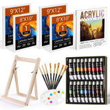 34 Pcs Art Paint Set For Kids & Adults, Acrylic Painting Supplies Kit With 18 Acrylic Paints, Canvas Panels And Brushes, Creative Gifts For Birthday