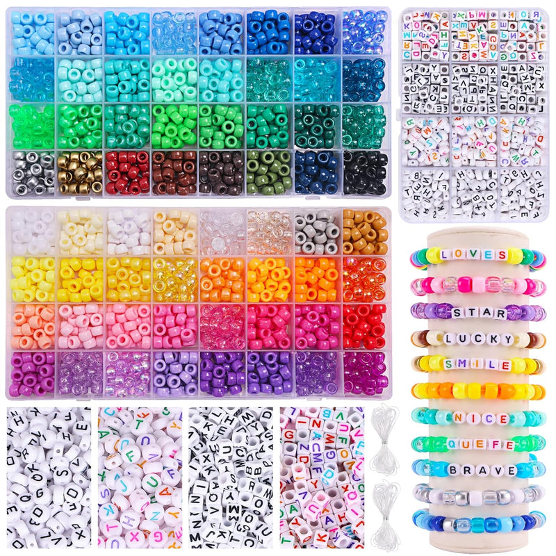 2350Pcs, 64 Colors, Pony Beads For Bracelet Making Kit, Rainbow Craft