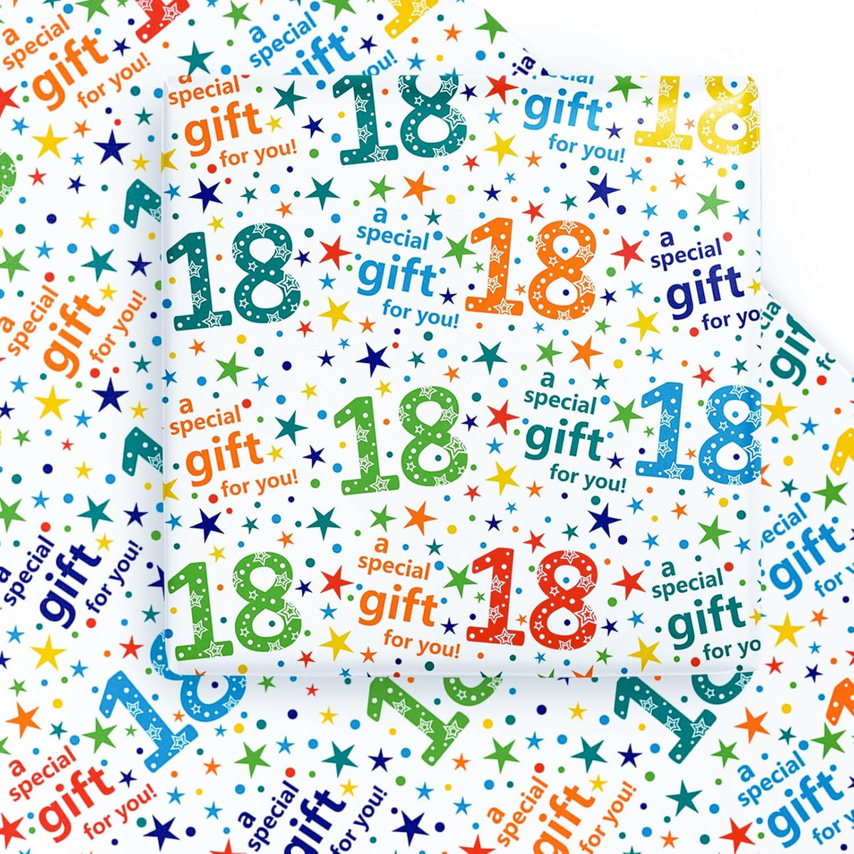 Birthday Wrapping Paper Sheet - 6 Sheets Colorful 18Th Bday Design Folded Flat For Birthday, Party, Baby Showers - 19.7 Inch X 27.5 Inch Per Sheet