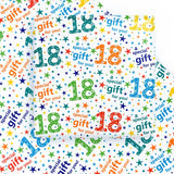 Birthday Wrapping Paper Sheet - 6 Sheets Colorful 18Th Bday Design Folded Flat For Birthday, Party, Baby Showers - 19.7 Inch X 27.5 Inch Per Sheet