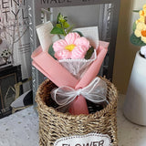 Crochet Flower Bouquet Handmade Knitted Bouquet Crochet Flowers Kit Knitted Fake Puff Flower, Gift For Mother Wife On Birthday Anniversary (Pink)