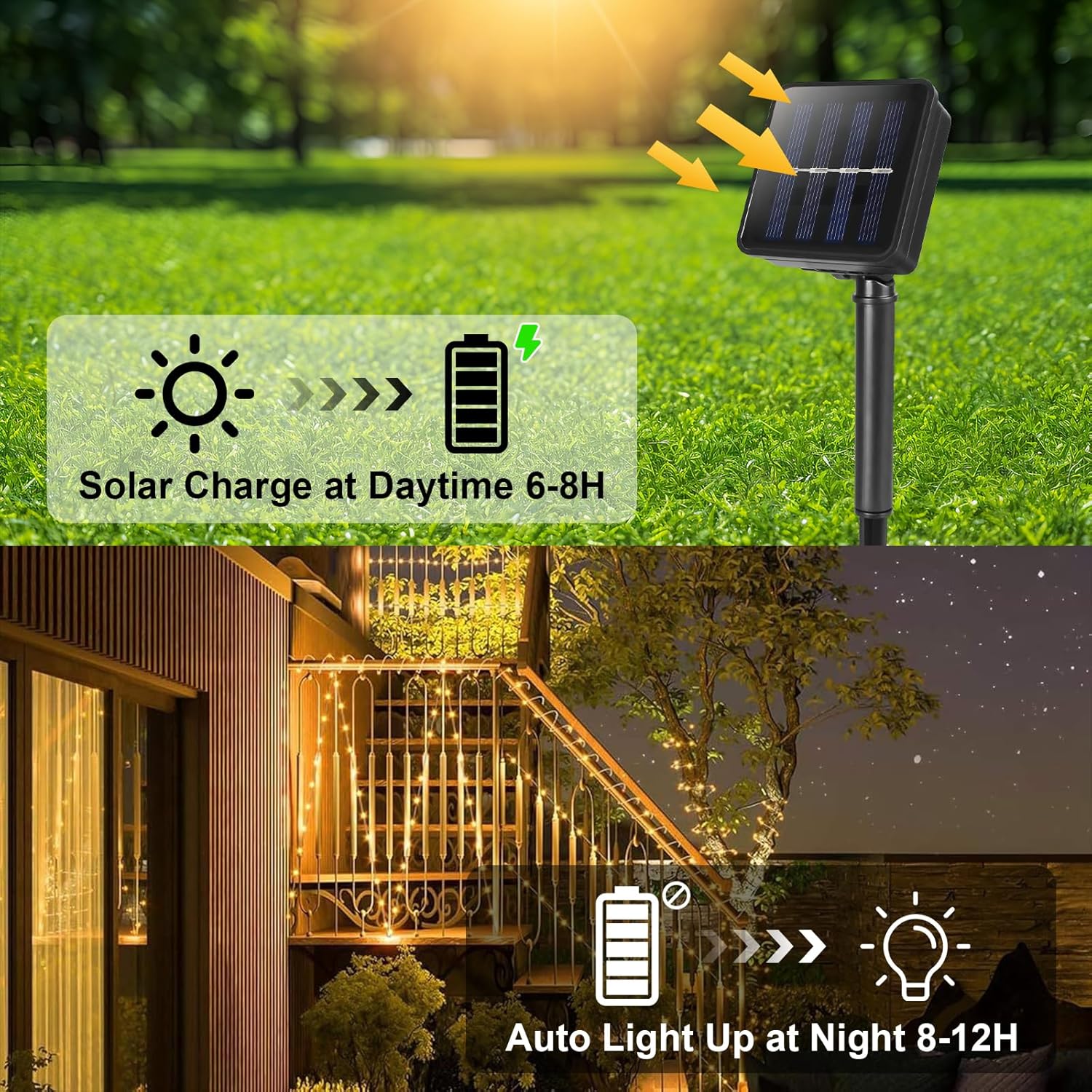 Total 66Ft 200Led Solar Rope Lights Outdoor Waterproof, White Solar Powered String Lights With 8 Modes, Flexible Led Rope Light For Garden, Patio, Camping, Christmas Decor-2 Pack