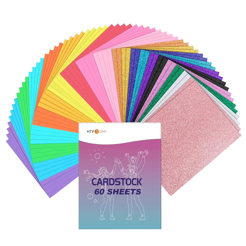 Colored Cardstock Paper Bundle, 60 Sheets 20 Colors, Glitter Cardstock