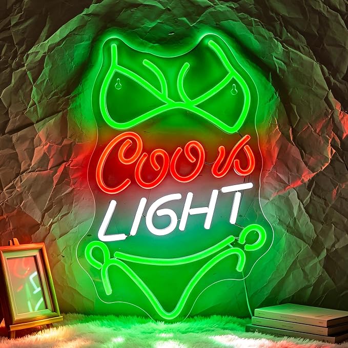 Beer Bar Neon Sign Green LED USB Light for Man Cave Wall Decor Party Room Sign