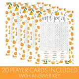 Orange Little Cutie Baby Shower Game – Word Search Party Activity – 20 Cards – Orange You Curious Gender Reveal Game For Citrus Themed Baby Shower Decorations And Party Supplies