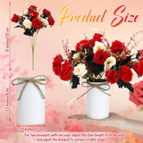 6 Sets Valentine'S Day Centerpiece For Table Artificial Rose With Vase Fake Bouquets And Metal Pot Floral Arrangements For Wedding Holiday Party Event Table Decor (Red)