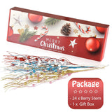 Christmas Artificial Glitter Berry Stem Decorations Decorative Bead Sticks Xmas Picks Glittery Twigs Branches For Christmas Tree Wreath Gift Vase Decor Party Ornaments Blue 24 Pcs