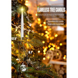 Christmas Tree Candles, 12 Pack Flameless Taper Candles For Christmas Tree Decor, Battery Operated With Remote Flickering Led Candles With Clear Crystal Ball Gold Hook For Xmas Wedding Home Gift