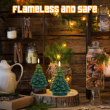 Christmas Tree Shaped Led Candles With 6H Timer, 2 Pcs Flameless Pillar Candles Flickering, Battery Operated Led Candle With 3D Flame Wick, Green Candles For Home Décor Christmas Gifts
