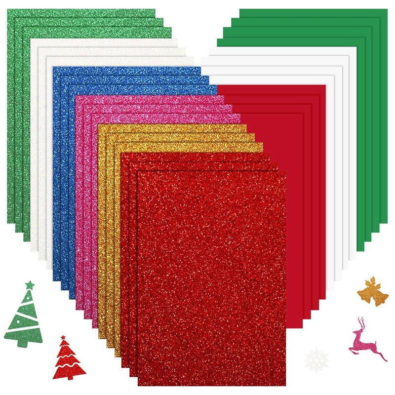 120 Sheets A4 Glitter Cardstock Paper Christmas Cardstock Bundle 250 Gsm Thick