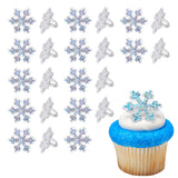Snowflake Rings, Sparkly Glitter Cupcake Decorations, Snow Cupcake Toppers For Festive Christmas, New Year, And Winter Treats, Food Safe & Ready To Use – 24 Pack