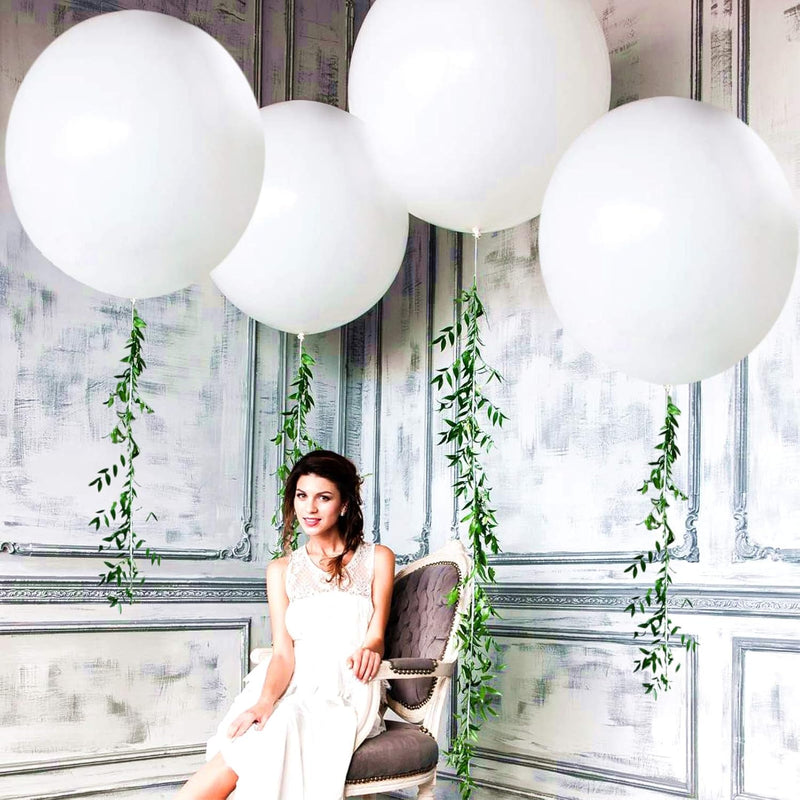 5Pcs Big White Balloons Giant 36 Inch Large White Balloons Jumbo White