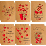 Valentines Cards With Envelopes 12 Pcs Valentines Day Cards Bulk Kraft Romantic Die Cut Design