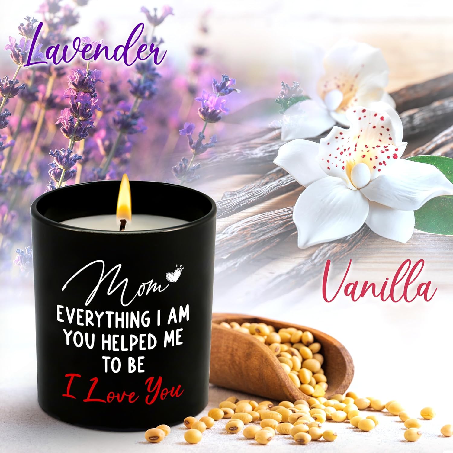 Mothers Day Gifts For Mom From Daughter Son - Long Lasting Vanilla Lavender Scented Candle 10 Oz - Mother'S Day Mom Birthday Gifts For Mama Stepmom Grandma Grandmother