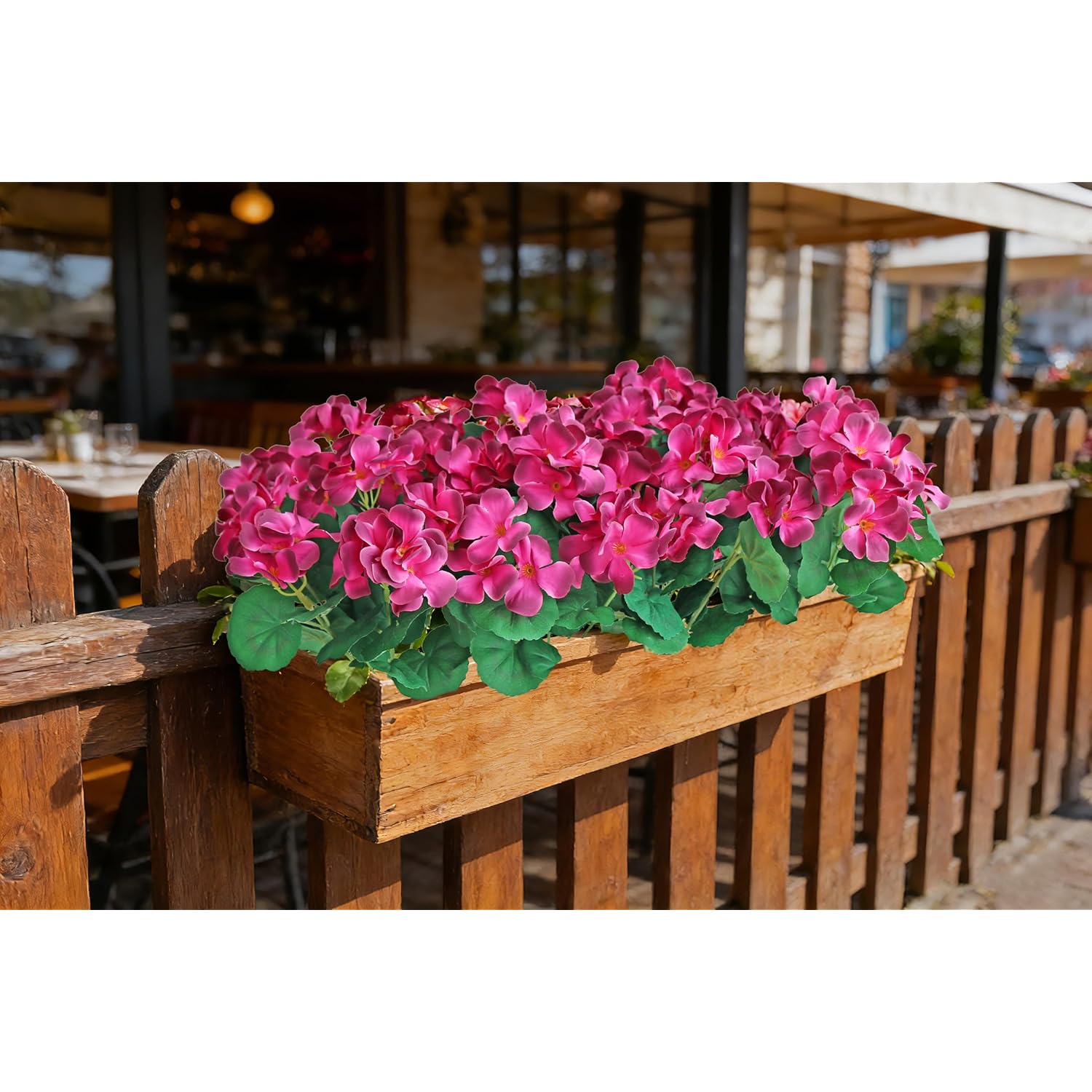 6Pcs Artificial Geranium Bush Decorative Silk Flower Artificial Plant For Outdoors Or Indoor (Wine Red)