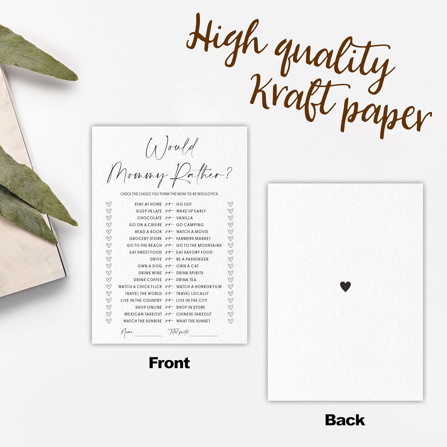 30 Would Mommy Rather Game Cards For Baby Shower - Minimalism White Double-Sided Fill In Advice Cards For Baby Announcement, Gender Reveal, New Parents-To-Be Party Favor & Supplies - C13