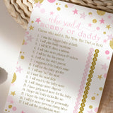 Pink And Gold Baby Shower Game For Girls - 25 Guess Who Mommy Or Daddy Game Cards - Fun Guessing Activities For Guests With Prizes - Star And Moon Theme