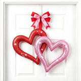 2 Pack Large Valentine'S Day Heart Ornaments For Tree Red Pink Glitter Heart Ornaments Valentines Wreaths For Home Office Holiday Front Door Wall Wedding Anniversary Decor (11.8 Inch)