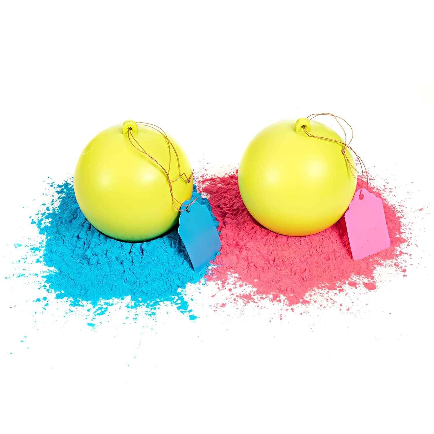 Gender Reveal Yellow Target Ball 2 Pack | Pink & Blue Set | Powder Shooting Balls | Gender Reveal Party Ideas