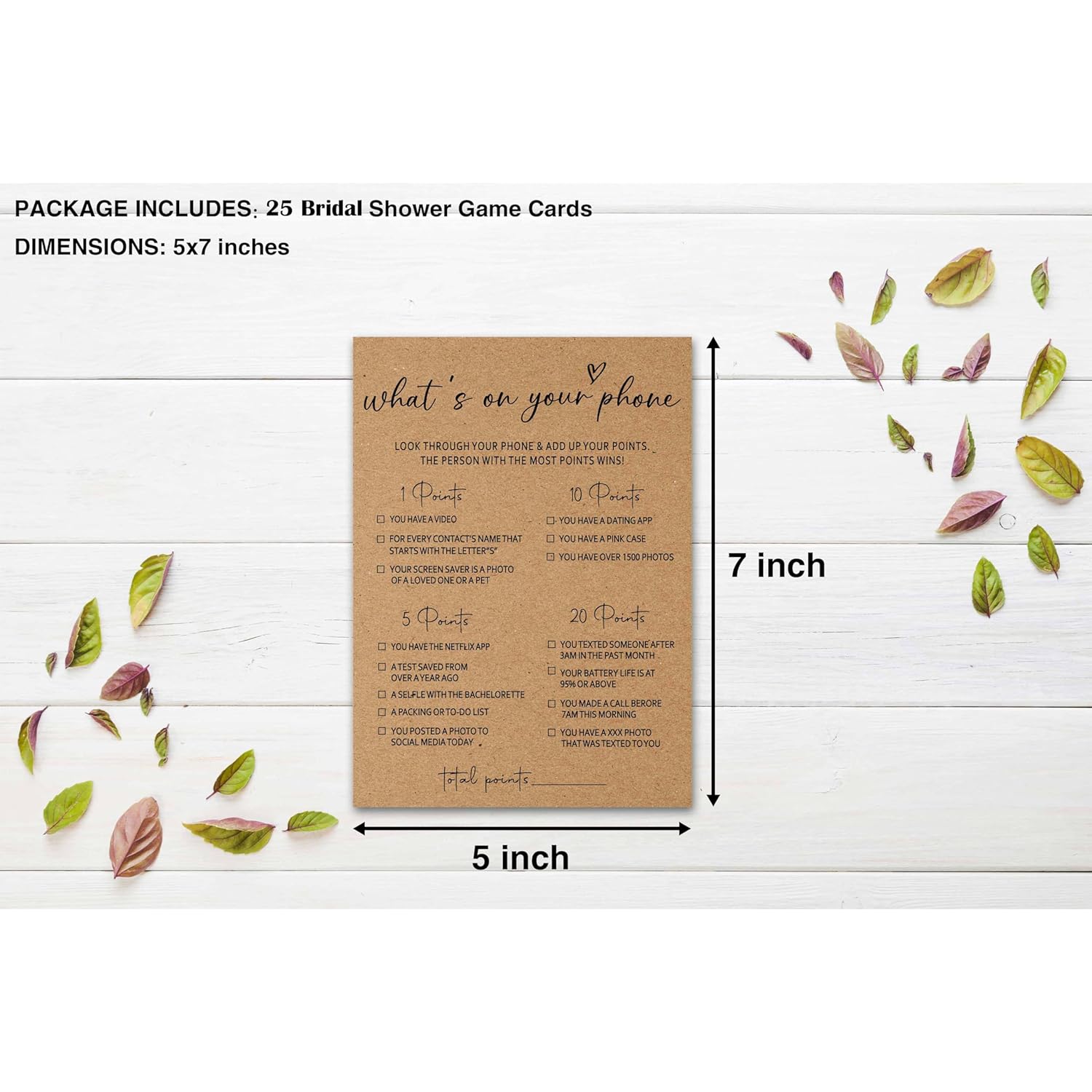 Rustic Kraft Wedding Games, Minimalist Bridal Shower Games, Engagement/Bachelorette Party Decorations, 5" X 7" Double-Sided Games Cards(25 Pack)-A01