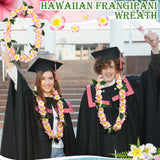 Pink Hawaiian Plumeria Leis For Adults 48" Tropical Hawaiian Graduation Leis For Luau Party Artificial Plumeria Flower Necklace For Hula Dance Wedding Summer Beach Party Favors Supplies