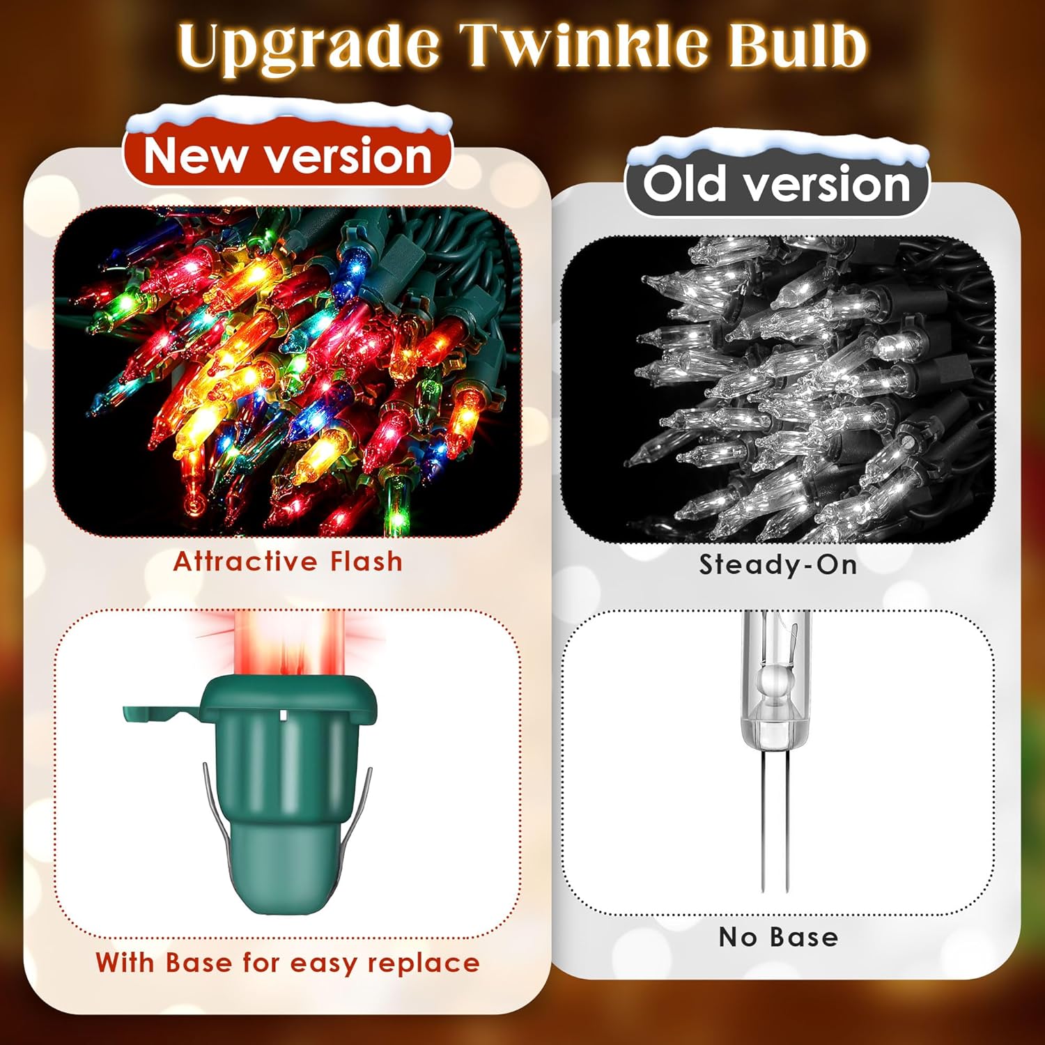 200 Pcs Twinkle Replacement Bulbs, 2.5 Volt Clear Incandescent Bulbs Christmas Tree String Light Bulb With Base For Indo