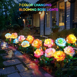 4 Pack Solar Flower Garden Lights Waterproof Outdoor Yard Decor Solar Powered Lights