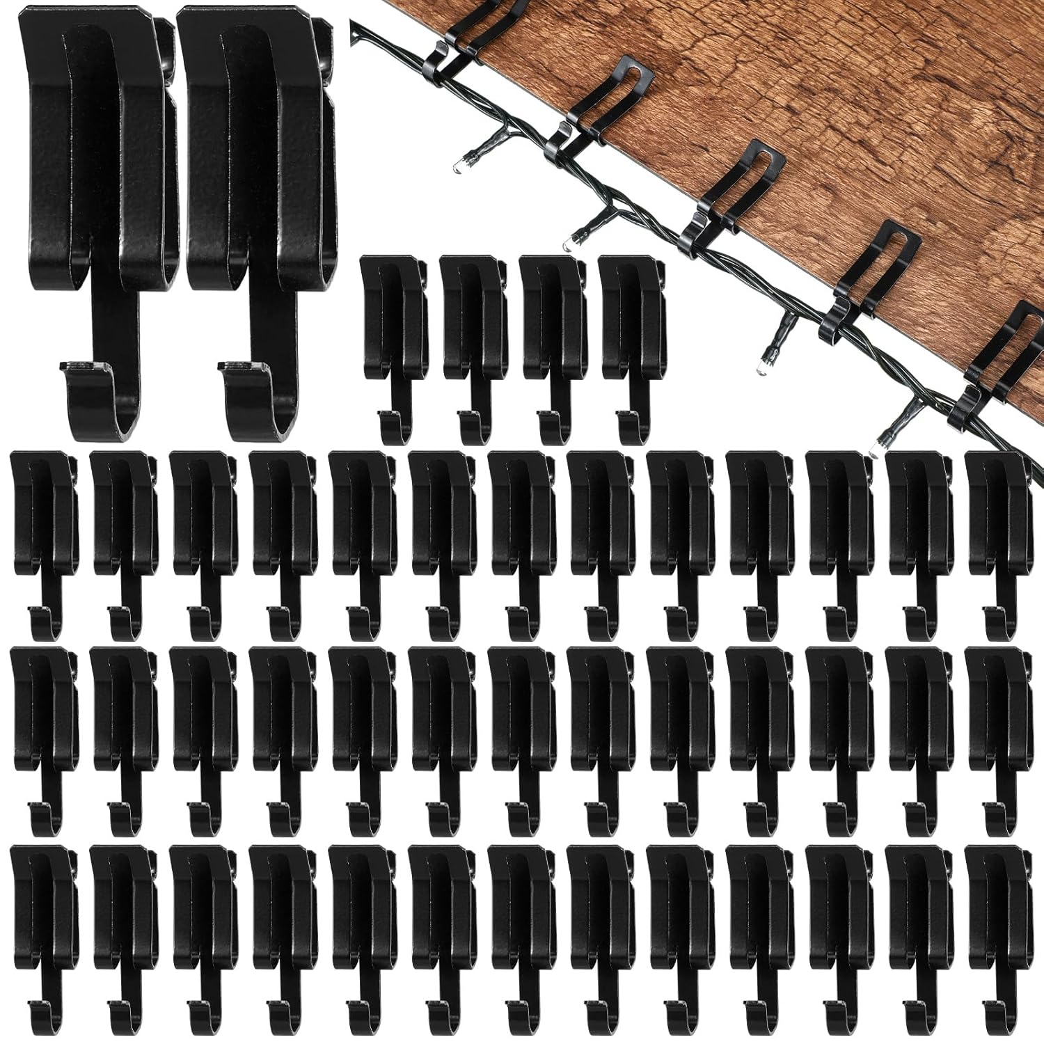 100 Pcs Christmas Light Clips Metal Gutter Hooks For Outdoor Xmas Light Hangers For Shingles Roof Seasonal Gutter Clips Hanging Festival Xmas Outside Decoration