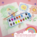 BAZIC Products Watercolor w/Brush Semi Moist 16 Color, Non-Toxic Paint Set, for Kids Hobby Fun Art Supplies Crafts Vibrant Coloring Painting, 1-Pack