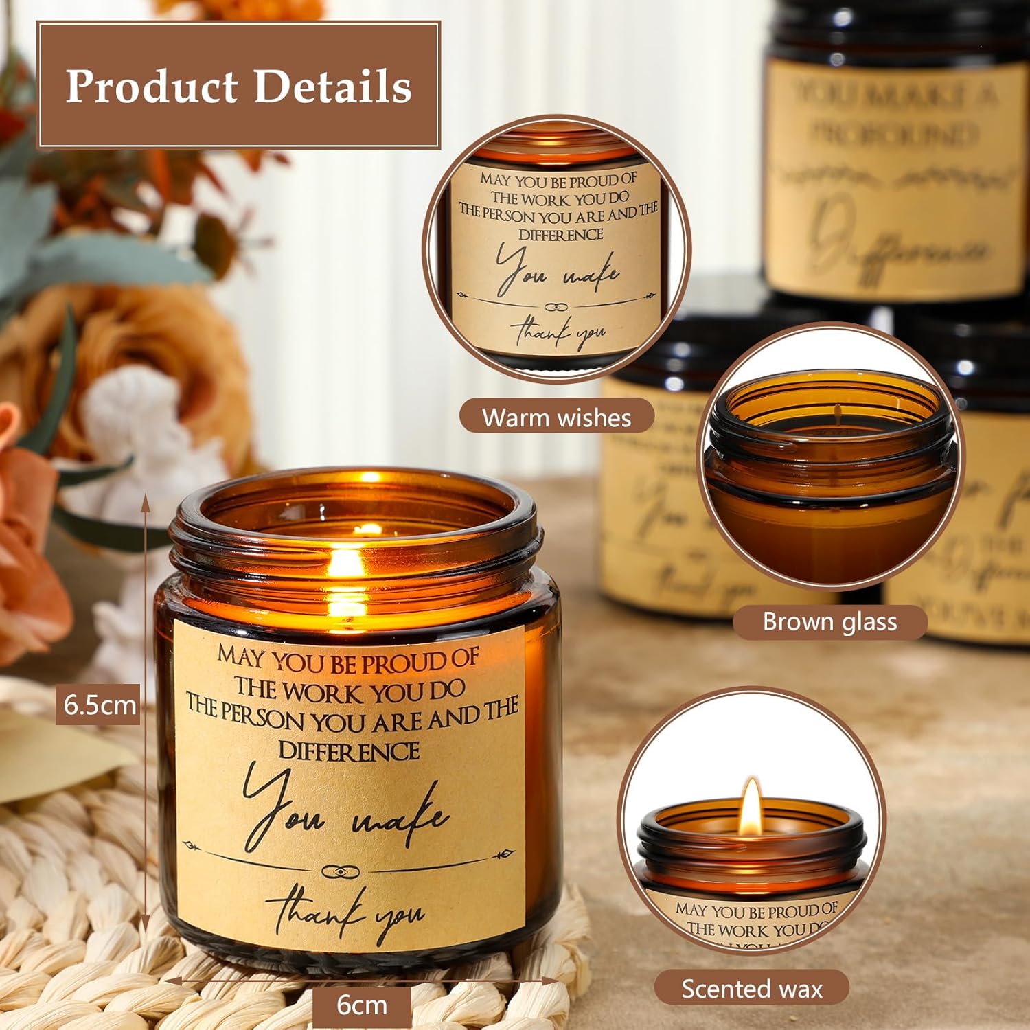 18 Pcs Thank You Gifts Candles For Women Employee Appreciation Gifts With Inspirational Sayings For Teachers Friend Men Women Housekeeping Week Thanksgiving Christmas Favors(Stylish)