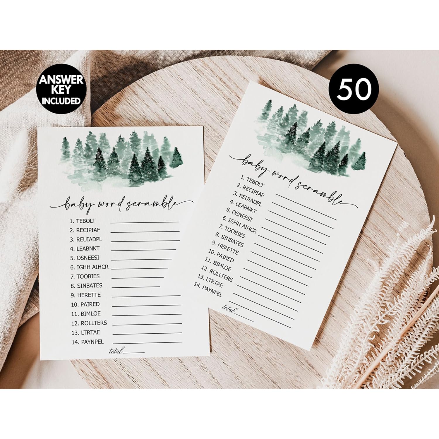 50 Baby Shower Word Scramble Game (50-Cards) Fun Game Activity, Gender Neutral Boy Or Girl, Baby It’S Cold Outside Winter Wonderland Decorations Adventure Awaits