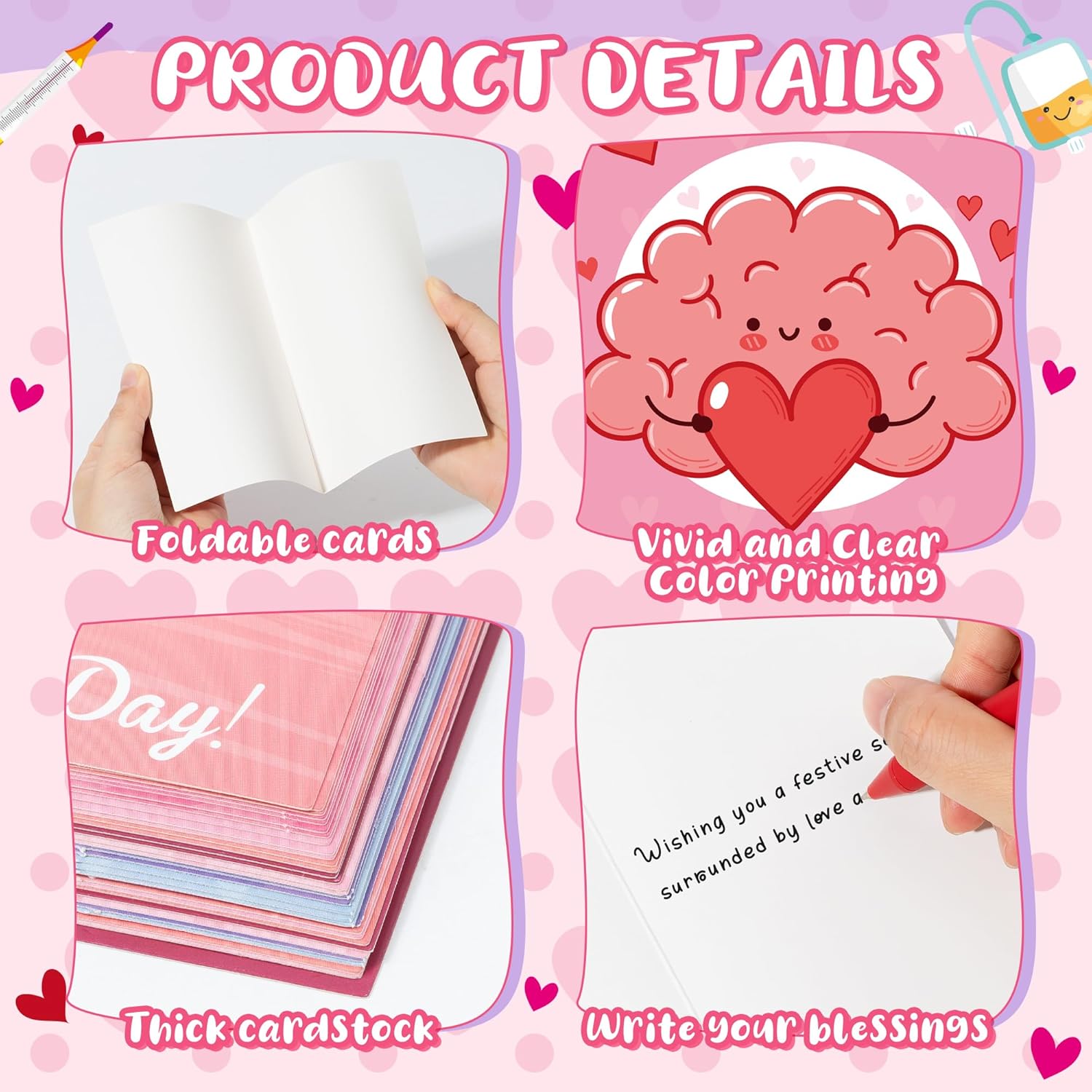 Funny Medical Valentines Day Cards - 144Pcs Medical Pun Valentines Nurses Appreciation Cards For Coworker With Humorous Greeting Card, Stickers, Envelopes For Valentine Exchange Gift (48 Set)