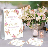 How Many Kisses Bridal Shower Game, Butterfly Bridal Shower Sign And 50 Cards, Bridal Games For Showers, Engagement Party Games, Wedding Shower Decor, Bridal Shower Gifts For Couples,2