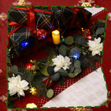 5.9 Ft Artificial Flower Garland With Lights, Artificial Norfolk Garland, Faux Christmas Greenery Touched Like Real Needles Pine For Arch Table Centerpieces Home Wedding Decorations