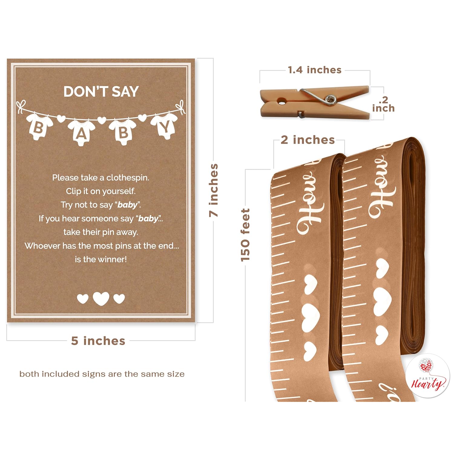 Funny Baby Shower Games For Girl Or Boy, Set Of 2: How Big Is The Bump & Don'T Say Baby, Kraft