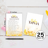 Baby Shower Party Games, Baby Trivia Minimal Baby Shower Game, 25 Honey Bee Gender Reveal Party Games Cards (5" X 7"), Bumble Bee Baby Shower Supplies Decorations -01