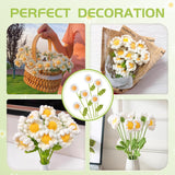 6Pcs Crochet Daisy Flower 16.5Inch Knitted Handmade Daisy Flowers Cotton Knitted Flowers For Indoor Outdoor Home Kitchen Office Table Garden Decorations (White)