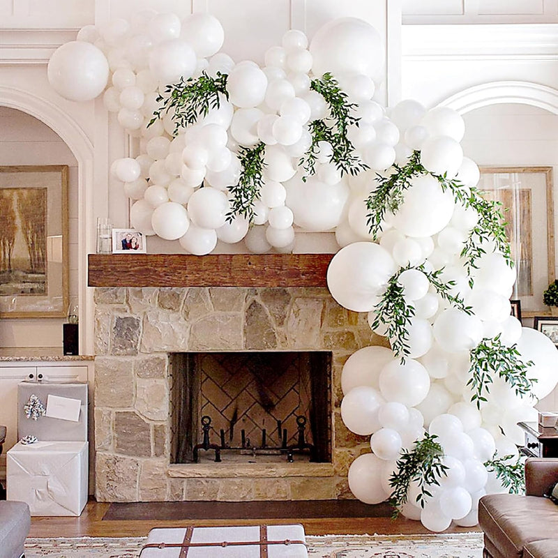 110Pcs White Balloons Different Sizes 18/12/10/5 Inch, Matte White Lat