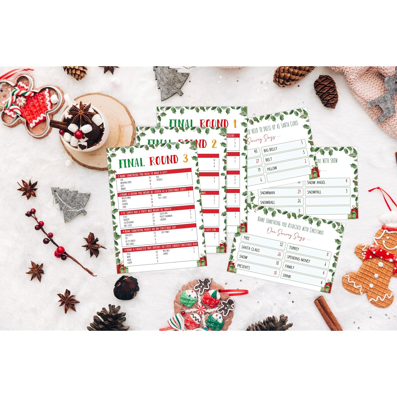 Christmas Friendly Feud Game Set, Friendly Feud Quiz, Family Feud Quiz, Baby Shower Game, Family Games For Adults, Christmas Games Xmas Holiday Winter Party Supplies-L005