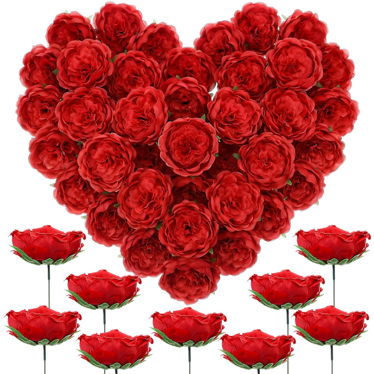 36 Pack Artificial Austin Rose Peonies 4.7 Inch Real Touch Fake Flowers Silk Flowers Faux Fabric Peony With Stems And Leaves For Wedding Centerpiece Home Table Decor Party(Burgundy)
