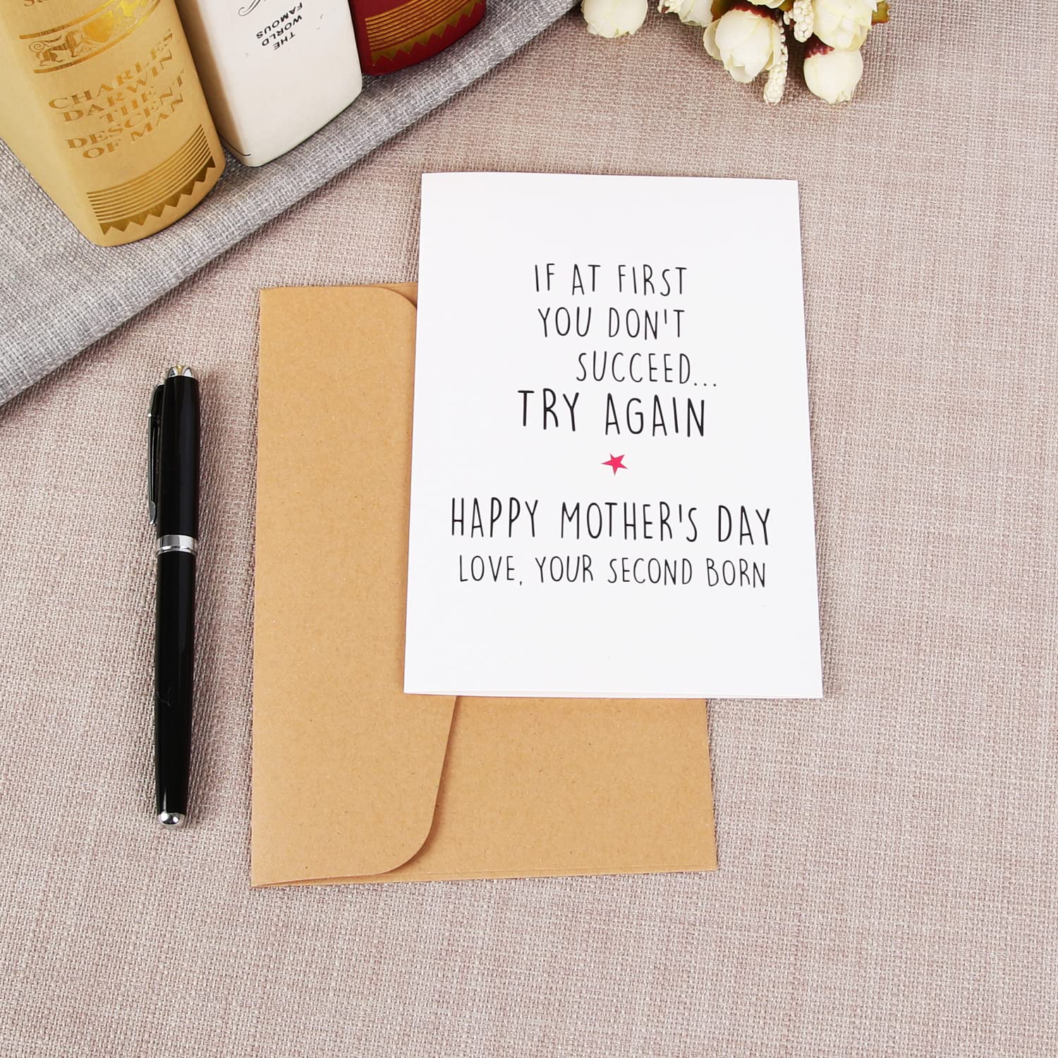 If At First You Don'T Succeed Funny Mother'S Day Card, Funny Card For Mum, Card For Mom, Mothers Day Card, Funny Card, Card For Her, Funny Sibling Card, Second Born Child,Mother'S Day Card From