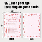 5" X 7" Pink Bow Bridal Shower Game Cards -He Said She Said - 30Pcs Double-Sided Fill-In Wedding Game Cards, Engagement & Wedding Party, Activities & Decor- A02