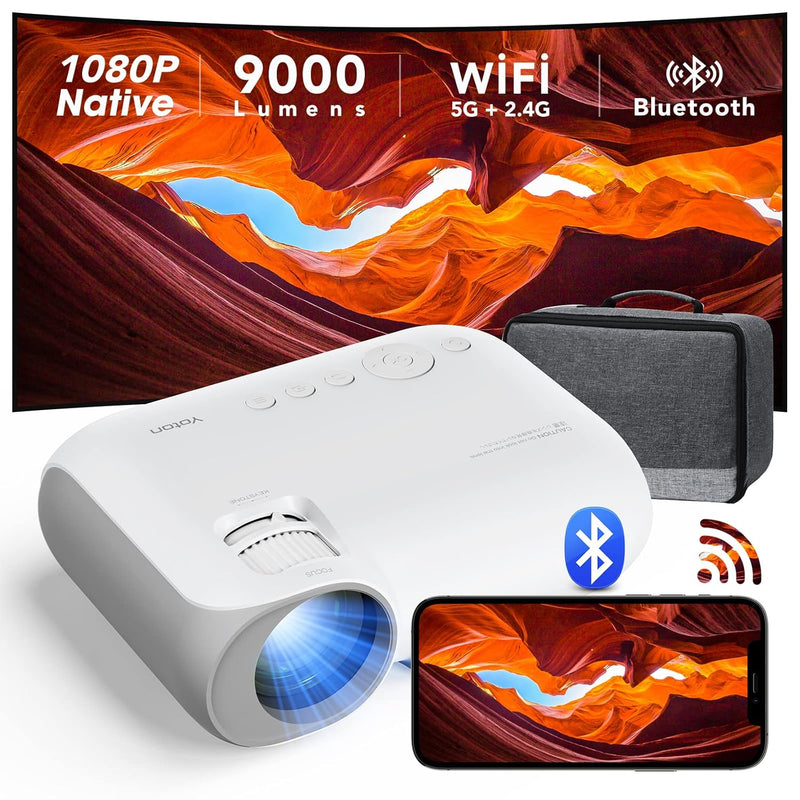 Projector - 4K Support Portable Projector Bluetooth 5G Wifi Native 1080P, 400