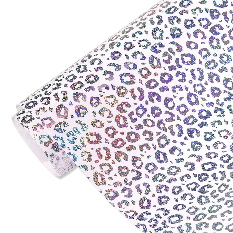 Self Adhesive Vinyl Roll, Holographic Clear Leopard Permanent Craft Vi